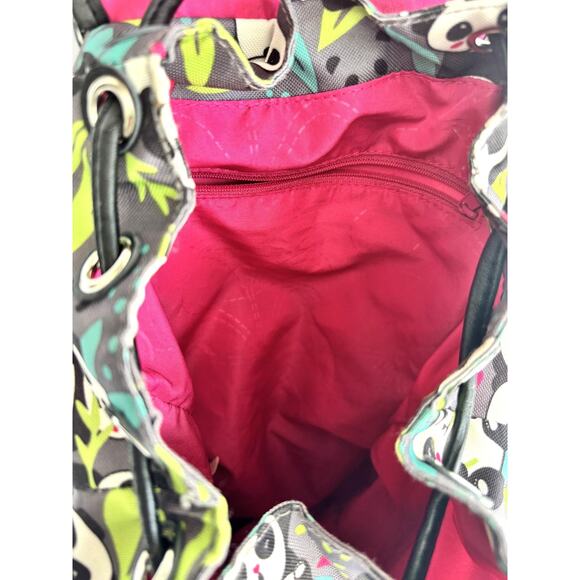 LILY BLOOM Gray/Multi "Panda Pop" Drawstring Mini Flap Front Backpack - Picture 8 of 8